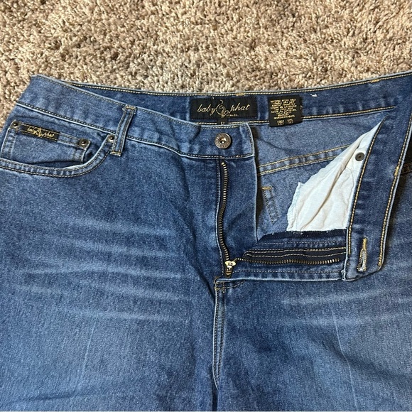 BABY PHAT Woman’s Size 13 Jeans Blue Wide Leg 33x31 Y2K Cat Logo - Picture 3 of 16
